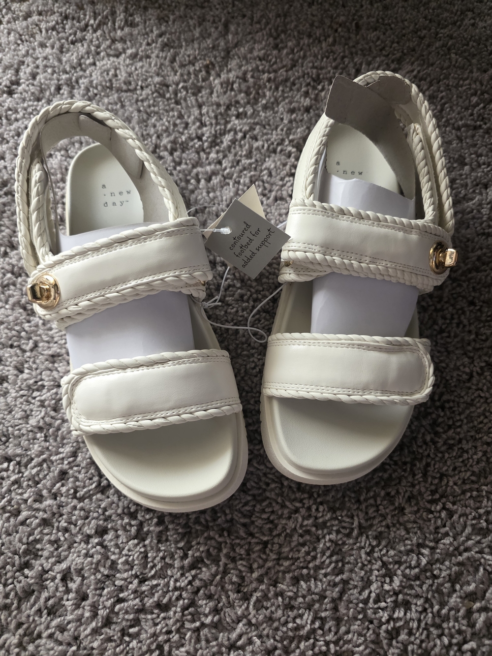 a new day  Cream Braided Strap Sandals